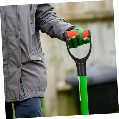Person holding 2 Piece Replacement Shovel Handle With D Shaped Grip For Shovel Head Comfy Ergonomic Grip Durable Easy Install