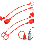 Two Sets Of One Half Inch ISO A Hydraulic Coupler Dust Caps And Female Plug Covers For Contamination Prevention, Built To Last Red Molded Ripstop Caps, Includes One Male And One Female Cap Per Set, Fits ISO A 7241.