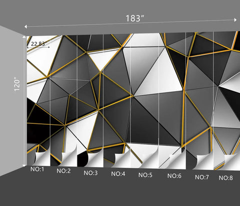 Bangin Black And Gold Geometry Wallpaper For Bedroom And Living Room Grey Murals Modern Office Decor Large Wall Mural 183 By 120 Inches Not Peel And Stick Requires Thick Wallpaper Adhesive