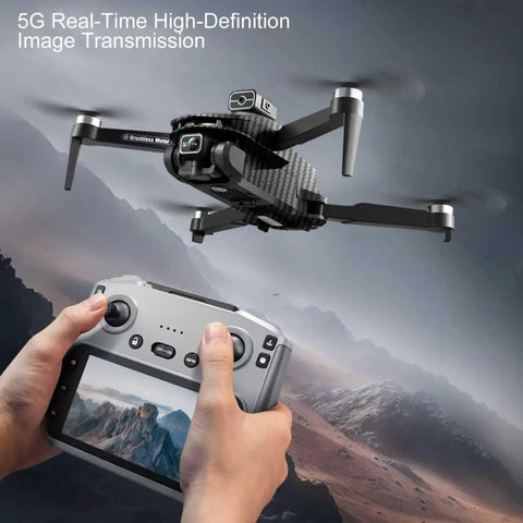 Person operating GPS Drone With Pro Grade 4K Dual Cameras And 4.5 Inch LCD Remote For Real Time WiFi FPV flying