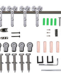 7 Foot Barn Door Hardware Sliding Track Kit In Stainless Steel Heavy Duty For Double Wood Doors With Y Shape Hangers