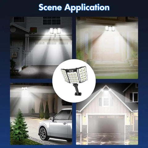 Solar Street Lights Outdoor, Double Big Solar Panels 800Leds Wireless Solar Flood Lights in various outdoor settings