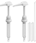 Hella Heavy Duty Gallon Pump Dispenser With 38 400 Thread Fits Most Plastic Or Glass Jugs Featuring A Big Time Easy Grip Actuator Plus Super Long Dip Tube For Two Point Five And Five Gallon Containers In A Solid No Sweat Two Pack Deal with clear dip tubes.