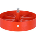 Push Garden Seeder Planter With 3 Lb Poly Hopper And 7 Interchangeable Seed Plates for 20 seed types, showing a vibrant orange seed plate