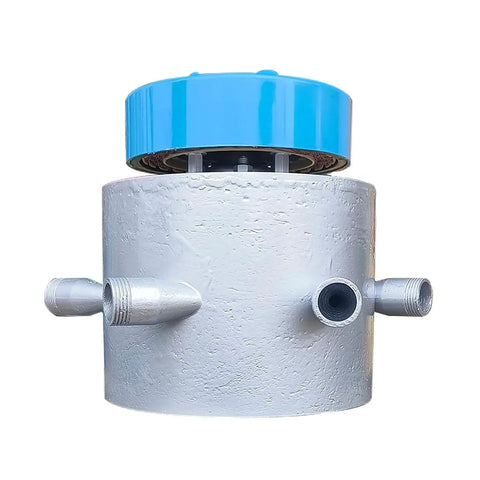 3000W Water Turbine Generator For Off Grid Power 220V Micro Hydro System For Camping Creek River Use Six Tube Hydroelectric Generator With Copper Coil, silver and blue cylindrical unit with multiple inlets.