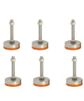 Hardcore Furniture Levelers 6 Pack Self Adjustable Feet Carbon Steel Core With Durable Non Slip Base, showing six adjustable leveling feet.