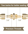 Four Piece Solid Brass Reusable Fittings For One Quarter Inch ID PU Hose, Air Hose Splicer End Repair Kit diagram