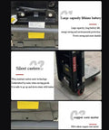 Heavy Duty Electric Stair Climber Cart That Lets You Haul Like A Boss While Saving Your Back And Keeping Things Totally Upright For Easy Moving Up Or Down Any Flight Of Stairs Today showing large lithium battery and silent casters.