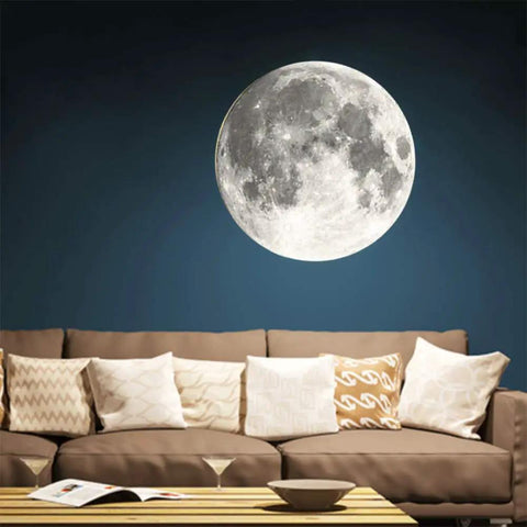 3D Moon Lamp LED Moon Light With Remote Control 12 Moon Phases 10 Inch Night Light Wall Light above a sofa in living room
