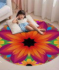 Chic Floral Chair Mat For Hardwood Floors Non Slip Castor Glide Guard 55 Inch Round showing a child sitting with a pillow.