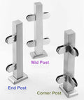 Glass Railing Kit With Clamp for Panels Balcony Deck Patio and House Handrail 95 cm Terminal Post, stainless steel posts displayed.