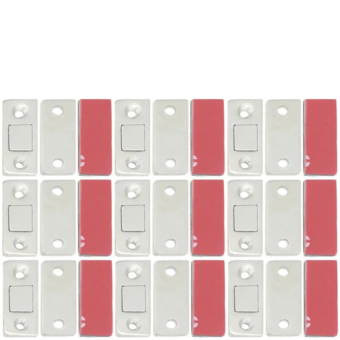 Magnetic Cabinet Catches 10 Pack Invisible Soft Catch Door Latches With Screws, arranged in rows showing adhesive side