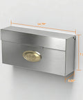 Weatherproof Wall Mount Mailbox Outdoor Heavy Duty Stainless Steel Drop Box Keeps Mail Dry In Rain With Drip Edge Design 3.75 By 14.5 By 7.1 Inches Silver