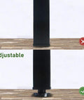 28 Inch Square Adjustable Metal Table Legs With Leveling Feet showing adjustable height feature, black finish