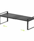 Expandable Shoe Rack Closet Organizer With Heavy Duty Metal Framework And Adjustable Stackable Shelves For Entryway Garage RV Pantry Or Cabinet Large Size 1 Pack Black
