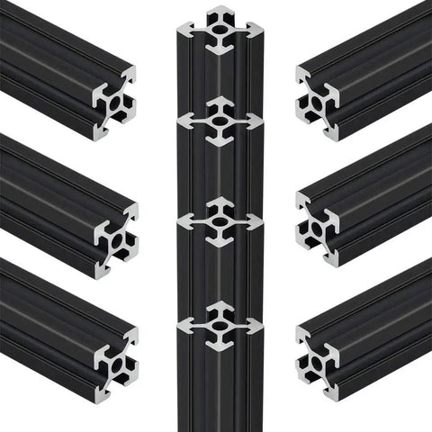 Ten Pack 48 Inch T Slot Aluminum Extrusion Linear Rail System 2020 European Standard Anodized Aluminum Profile in black