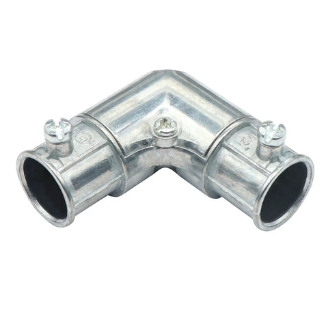 Ten Piece One Half Inch EMT to EMT Ninety Degree Corner Elbow Conduit Fittings Zinc Die Cast Rustproof Capped Couplings