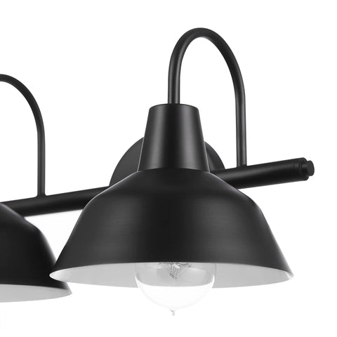 Dope Dark Academia Matte Black 3-Piece Bathroom Set With 15.5 Inch 2-Light Vanity Light Towel Ring And Toilet Paper Holder Bulb Not Included For A Sleek Cohesive Bath Makeover, lamp close-up