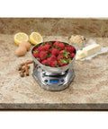 Digital Kitchen Scale With Glass Platform And Stainless Steel Chef Bowl Precision Weighing In Grams And Ounces Easy Measuring With Gradient Marks Removable Cover For Safe Food Prep Compact And Pro Grade holding strawberries