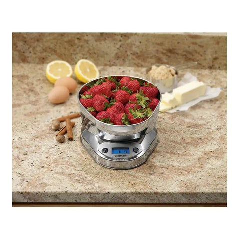 Digital Kitchen Scale With Glass Platform And Stainless Steel Chef Bowl Precision Weighing In Grams And Ounces Easy Measuring With Gradient Marks Removable Cover For Safe Food Prep Compact And Pro Grade holding strawberries
