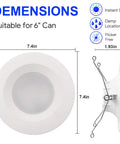 Dope Vibrant LED Recessed Can Lights 6 Inch Retrofit Downlight dimensions and installation details with baffle trim