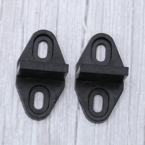 Set Of Two Sliding Barn Door Floor Guides - Adjustable Bottom Mount, Heavy Duty Floor Guides With Screws In Black Finish shown.