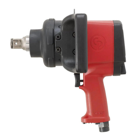 Pro Power One Inch Drive Air Impact Wrench Featuring Lightweight Aluminum Body, side view showcasing handle and mechanism.