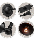 Close-up details of Plug In Black Wall Sconce Two Pack With Antique Swing Arm Industrial Style Lamp No Fuss On Off Cord Switch E26 Base Durable Fixture