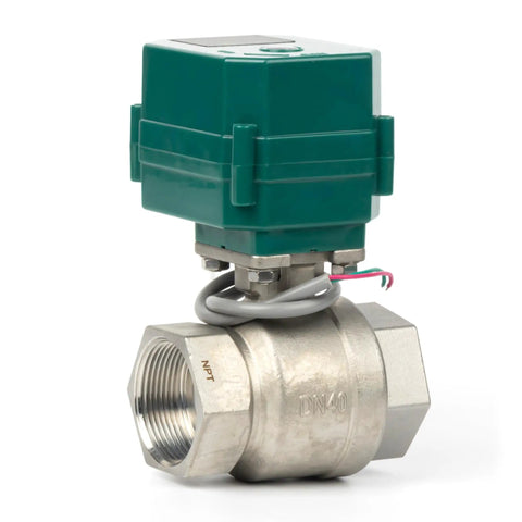 1-1/2 Inch Motorized Ball Valve With Full Port 304 Stainless Steel NSF Certified for Drinking Water Use Built to Last Workhorse 9-24V AC DC