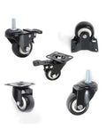 4 Pack 1.5 Inch Swivel Furniture Casters With Brakes, Black, M8/M10 Stem, Double Bearing Sleeve, heavy duty wheel caster set image