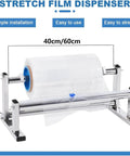 Table Stretch Film Dispenser In Stainless Steel Adjustable 20 To 80 Cm Width One Hand Cutter For Quick Time Saving Cuts Slide Film Holder