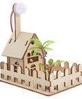 Hands On Solar Garden Light Science Kit For Kids Learn Solar Power And Basic Electronics With Easy Setup And A Fun DIY Physics Experiment Toy For Outdoor Learning And Creative Patio Decoration showing wooden model house with solar light