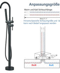 Dope Matte Black Freestanding Tub Filler Faucet With Shower And Handheld Sprayer Two Handle Floor Mount Stand Mixer Valve diagram