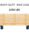 Image showing a wooden crate on 4 Inch Caster Wheels With Brake, demonstrating heavy-duty capacity of up to 2200 lbs.