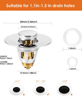 Diagram of Universal Bathroom Sink Stopper Pop Up Drain Strainer With Stainless Hair Catcher For 1.1 To 1.5 Inch Drains 2 Pack Silver