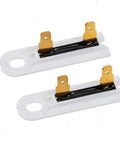 Two Pack 3392519 Dryer Thermal Fuse Replacement Part for Most Dryers, Fits Whirlpool Kenmore KitchenAid, white base with gold connectors