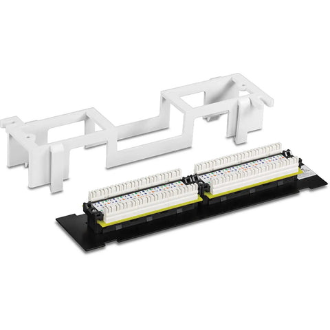 12 Port Cat6 Unshielded Patch Panel Wall Mount With Included 89D Bracket for Vertical or Horizontal Install, Black