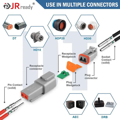 Deutsch Pin Kit 12 16 20 Size Male And Female Terminals With Closed Barrel Contacts Kit 170 Pieces For DTP DT DTM Series Connectors show