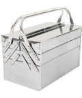 Built Tough Heavy Duty Stainless Steel Tool Chest With Three Layers And Five Deep Trays Portable Metal Toolbox featuring cantilever support handle