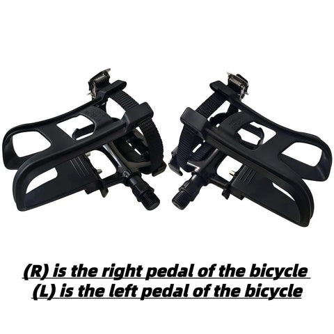 All-Terrain Bike Pedals With Toe Clips And Adjustable Straps For Indoor Outdoor Riding, Dual-Purpose Resin Alloy Spindle