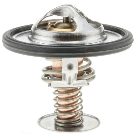 Built Tough Direct Fit Engine Coolant Thermostat for Mitsubishi Eclipse Galant Outlander, silver metal with rubber seal.