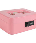 Steel Cash Box Safe With Combination Lock Pink Money Safe Box With Removable Coin Tray Medium Size 7.87 By 6.30 By 3.54 Inches