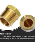 Brass reducing pipe fittings, 1/2 in NPT male to 1/8 in NPT female, hex head, pack of 2