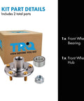 2 Piece Front Wheel Bearing And Hub Kit Drop In For Acura ILX TL TSX Honda Accord Civic Element Direct Fit Replacement