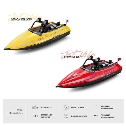 High Speed RC Jet Boat With 2.4GHz Remote Control For Teens And Adults in lemon yellow and Chinese red with LED lights