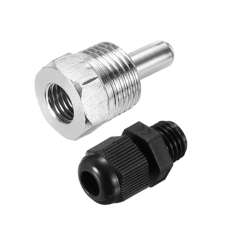 Black Weldless Thermowell For Beer Fermenter, 8mm Dia Stainless Steel 304 With Cable Gland, 30mm Length, G1/2 Thread