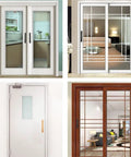 Gold Aluminum Alloy Cabinet Handles And Knob Set 2 Pack Sliding Barn Door Pulls installed on modern sliding doors.