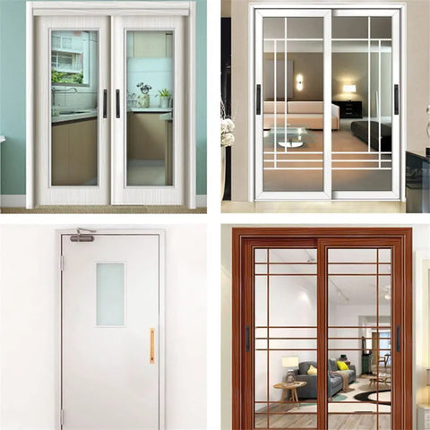 Gold Aluminum Alloy Cabinet Handles And Knob Set 2 Pack Sliding Barn Door Pulls installed on modern sliding doors.
