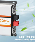 2000 Watt Pure Sine Wave Power Inverter Converts 12V DC To 120V AC With LCD Display And Remote Control for effective cooling system.