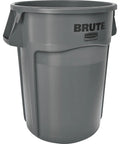 Heavy Duty 44 Gallon Gray Trash Can With Dome Top And Snap Lock Industrial Workhorse Waste Bin Built Rock Solid Stackable Commercial Storage Container Made In Usa, gray plastic container.
